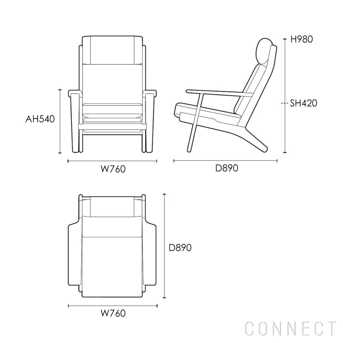 CARL HANSEN & SON（カール・ハンセン＆サン） / CH291 ラウンジチェア / オーク材・オイル仕上げ / SERPENTINE 0118 / CH290 SERIES / ハイバック