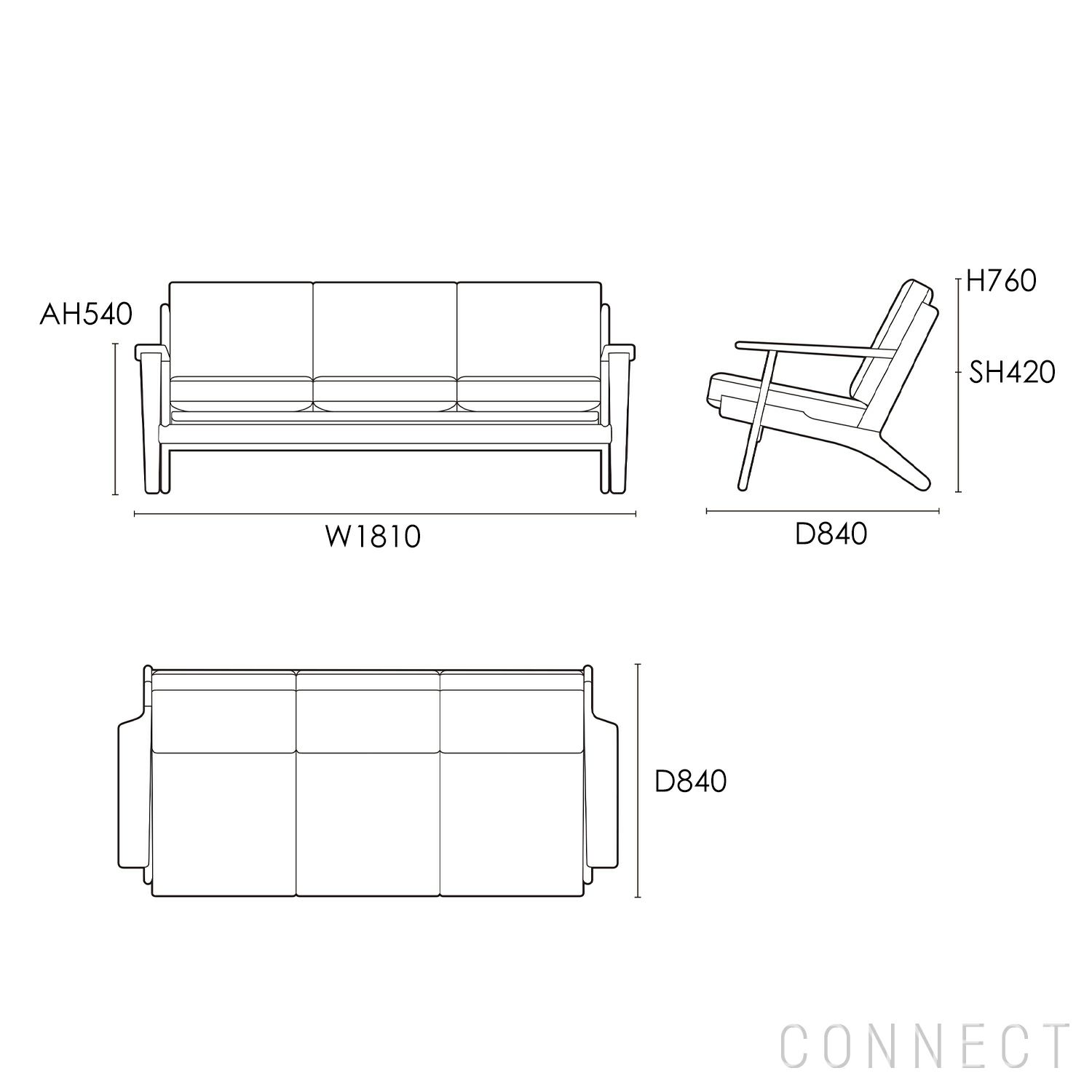 CARL HANSEN & SON（カール・ハンセン＆サン） / CH293 ソファ / オーク材・オイル仕上げ / ZR ANTONI 10968 / CH290 SERIES / 3人掛け