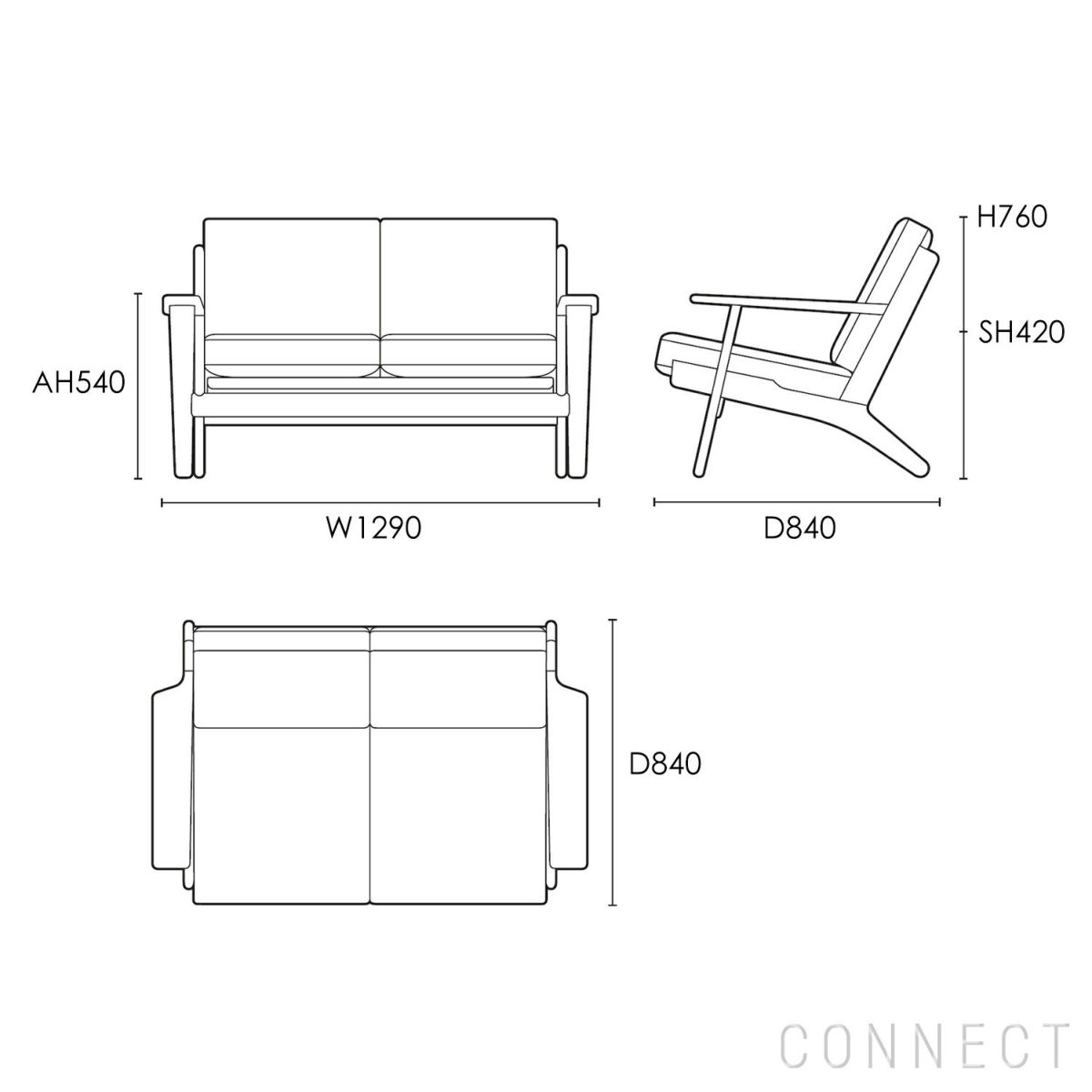 CARL HANSEN & SON（カール・ハンセン＆サン） / CH292 ソファ / オーク材・オイル仕上げ / VIDAR 0693 / CH290 SERIES / 2人掛け