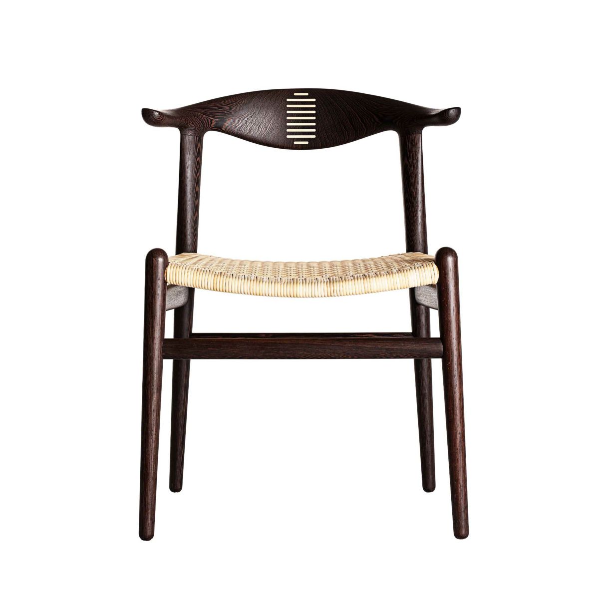 PP Mobler（PPモブラー） / PP505 Cow Horn Chair（カウホーンチェア） / ウェンジ材・クリアオイル仕上げ / Cane seat（籐張り） / 真鍮プレート付