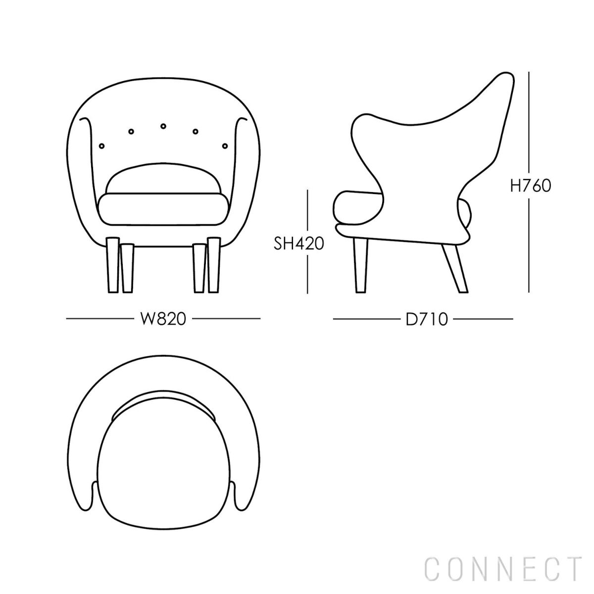 HOUSE OF FINN JUHL（ハウス・オブ・フィンユール） / WILLADSEN CHAIR（ウィラドセンチェア） / ウォルナット材・オイル仕上げ / Hallingdal 180・130（ハリンダル） / ラウンジチェア