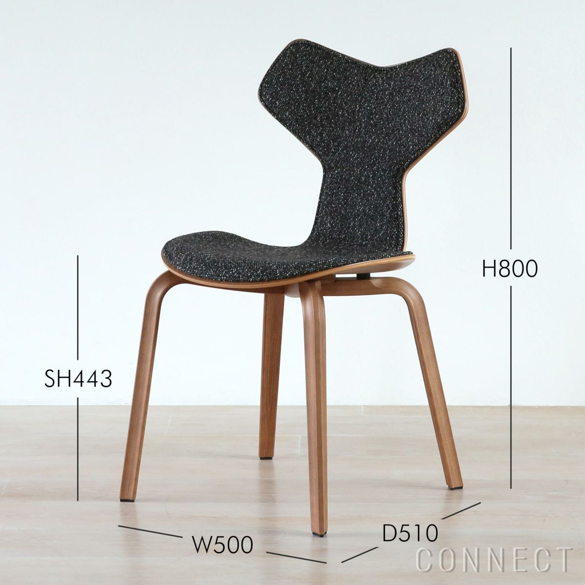 FRITZ HANSEN（フリッツ・ハンセン） / GRAND PRIX（グランプリチェア） / ウッドレッグ / ウォルナット / フロントパディング / VANIR 373（ヴァニール）グラナイトブラウン